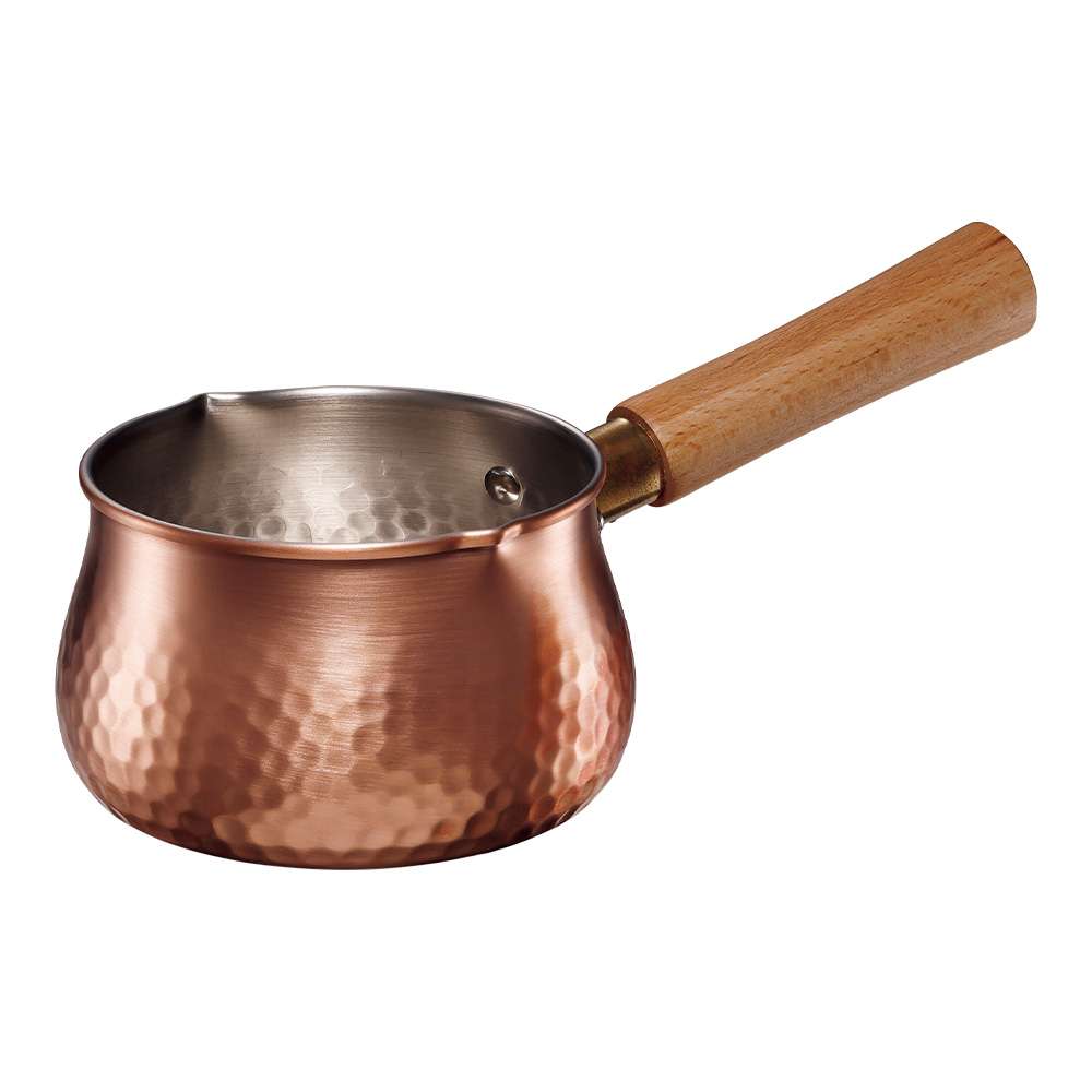 純銅木柄ミルクパン12cm