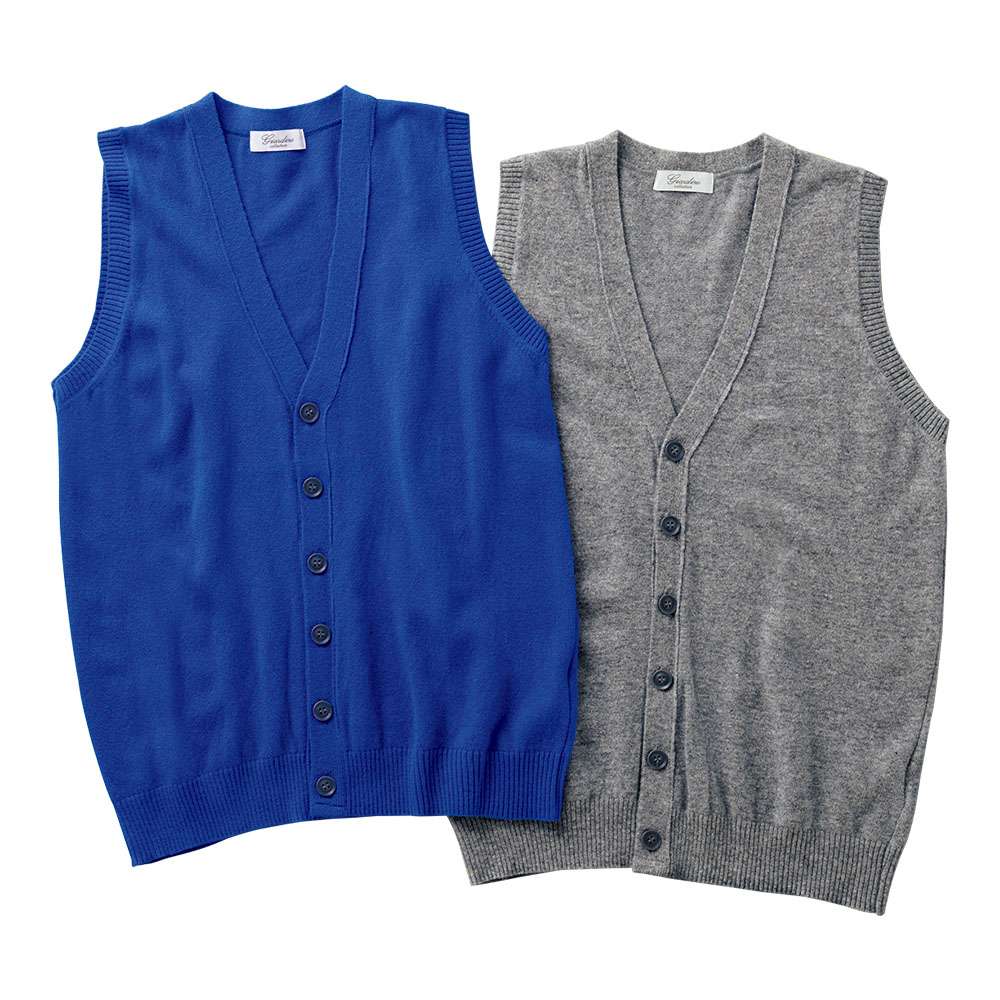 イタリア糸使用　前あきニットベスト