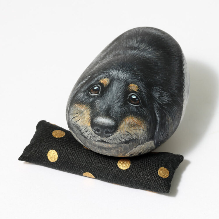 栗屋近ストーンアート/ミニチュアダックスフンド