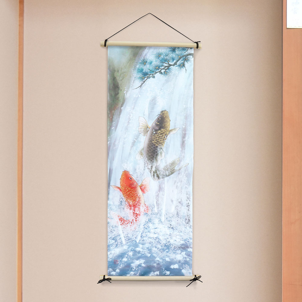 タペストリー　鯉の滝登り