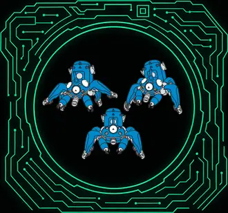 POINT01 バッグ表面で躍動するタチコマたち