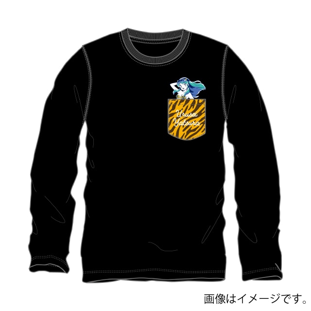 『うる星やつら』 ポケット付き長袖Tシャツ ブラック