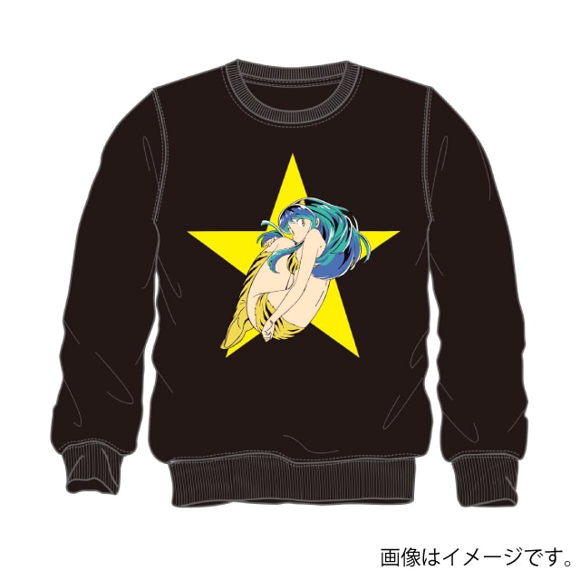 『うる星やつら』裏起毛プリントトレーナー　ブラック