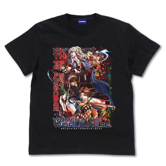 『BLACK LAGOON（ブラックラグーン）』 地球で一番おっかない女の上位三人のフルカラーTシャツ/BLACK