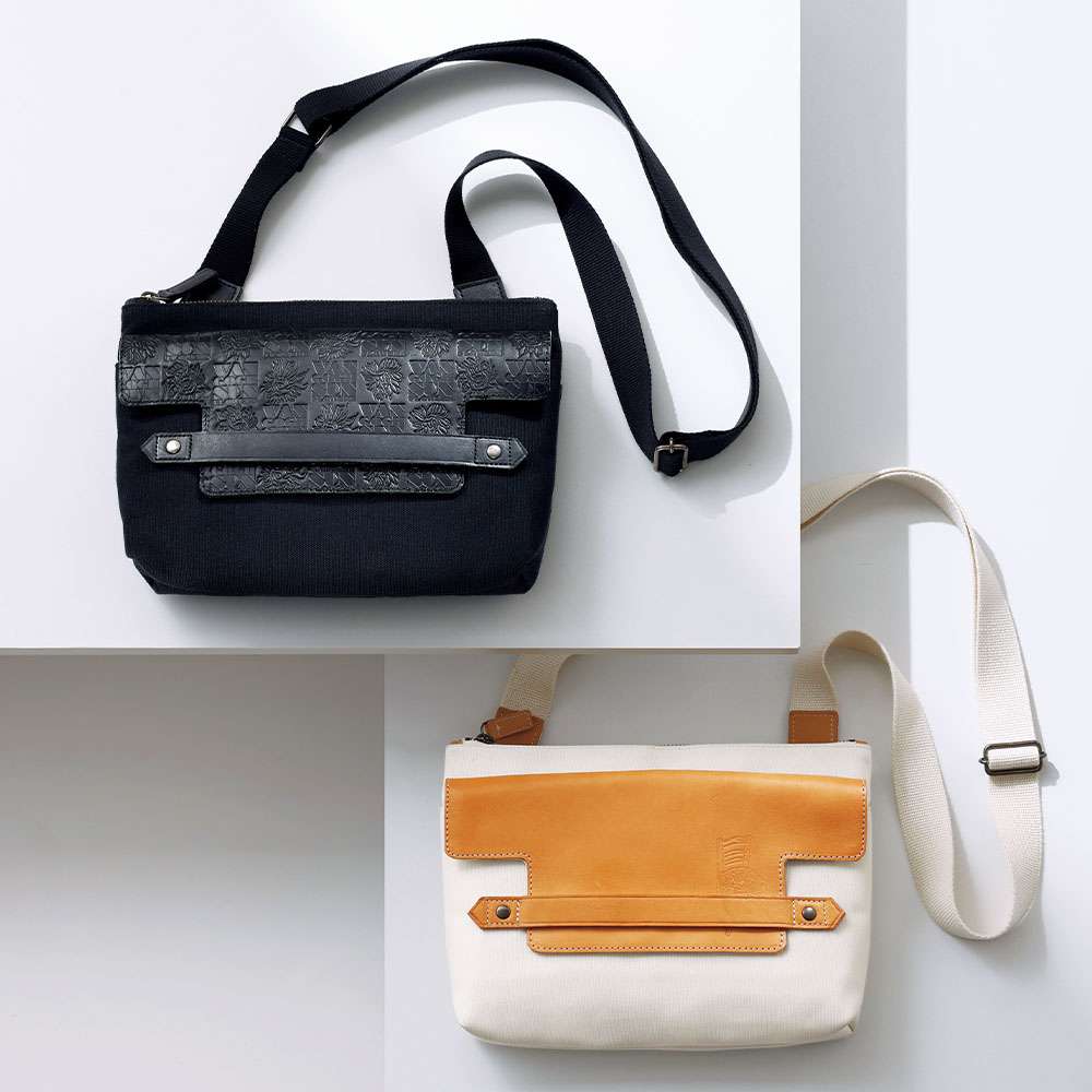 キャンバスレザーショルダーバッグ